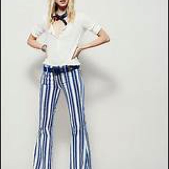 Free People Jeans Jolene Striped Bell Bottom Poshmark